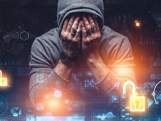 Hacker hunting for code concept