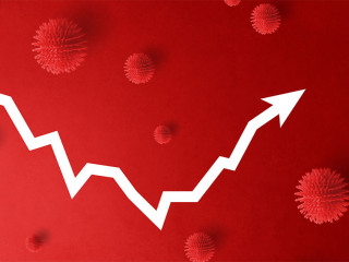 Descending graph, danger, crisis, impact and corona virus concept.