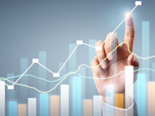 Businessman plan graph growth and increase of chart positive ind