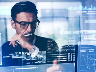 Man working with modern interface