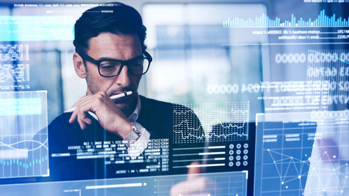 Man working with modern interface