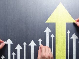 Business leadership and development concept. Businessmen drawing