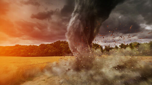 Large Tornado disaster on a road