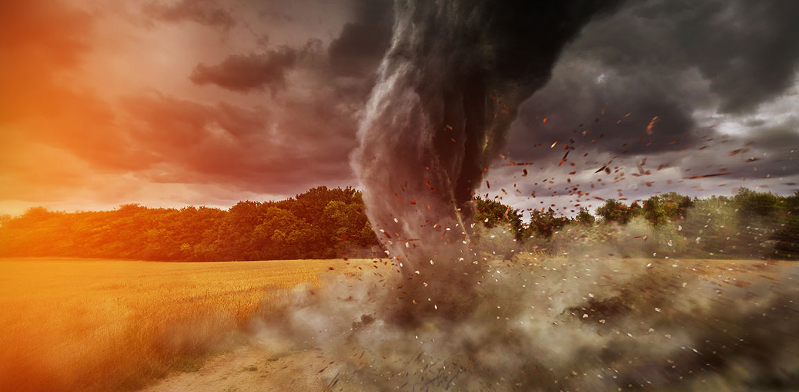 Large Tornado disaster on a road