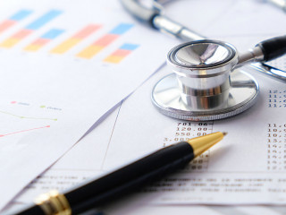 Stethoscope with Pen, Charts and Graphs, Finance, Account, Stati
