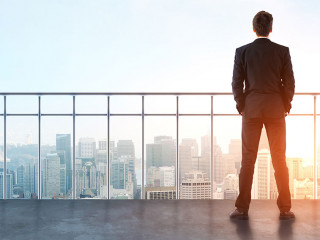Businessman on rooftop