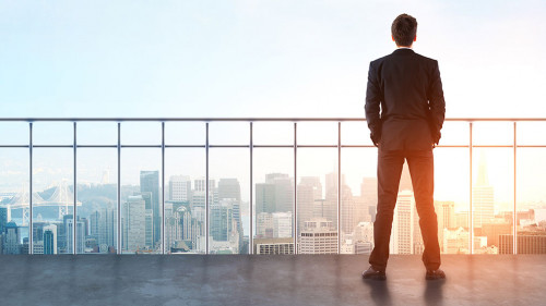 Businessman on rooftop