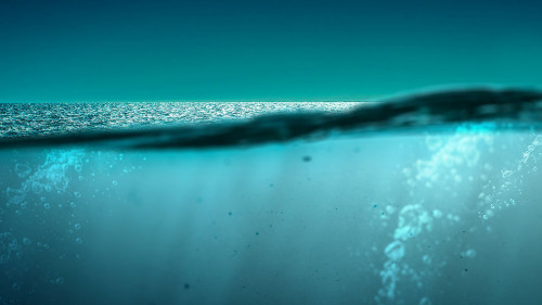 Blue under water . Mixed media