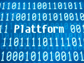 Binärcode mit dem Wort Plattform im Zentrum