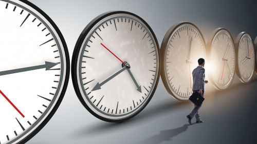 Businessman in time management concept