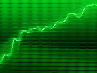 Green Graph moving up chart as growth and business success