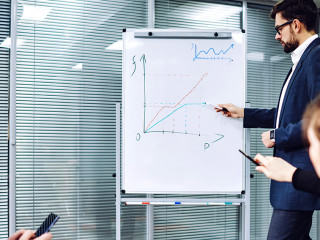 Crew of male and female caucasian employees having conversation