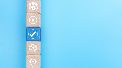 Action plan and Business process management concept, wooden bloc