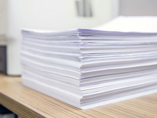 Pile of a lots reuse paper and paperwork report or printout docu