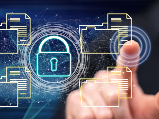 Man touching a data security concept