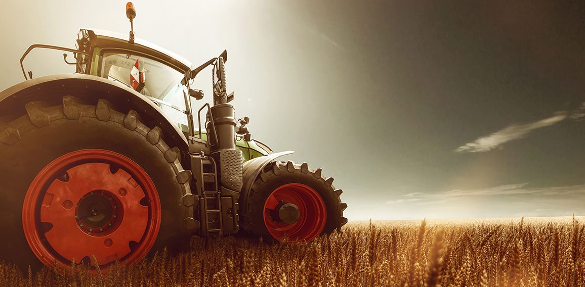Traktor steht auf Getreidefeld