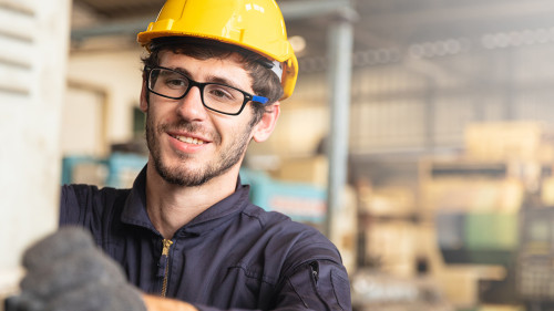 Industry factory maintenance engineer wearing uniform and safety