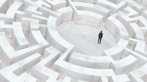 businessman in the middle of a maze