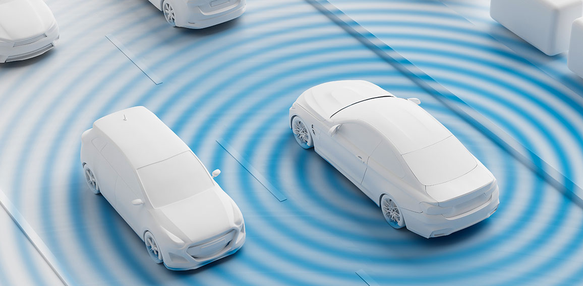 3D Illustration Fahrzeug Sensoren