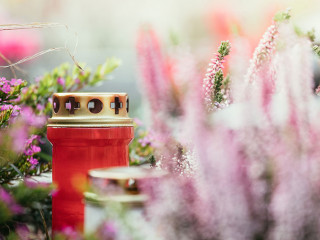 Candle at the cemetery, funeral