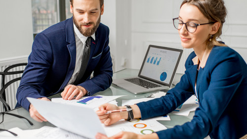 Analytic managers team working at the office