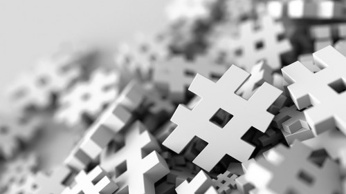 Infinite hashtag background, 3d rendering, technology and digita