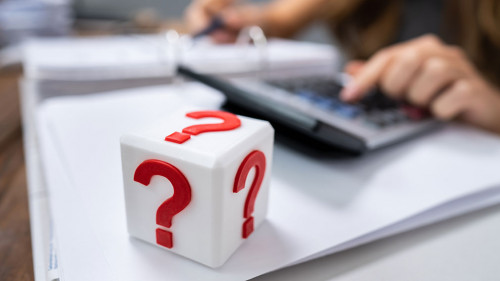 Cubic Block With Red Question Mark Sign