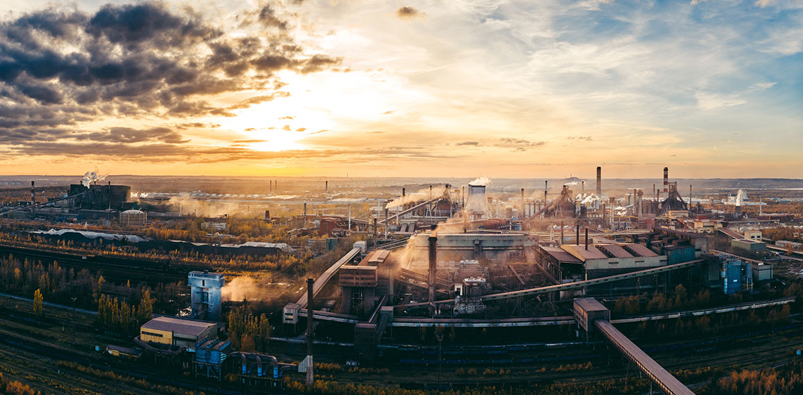 industrial landscape with heavy pollution
