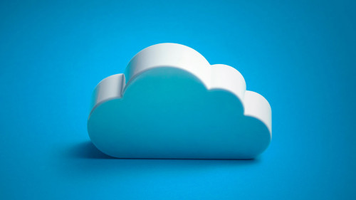 White cloud shape over blue background