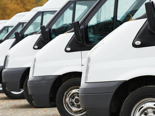 commercial vans in row