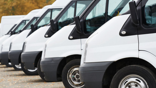 commercial vans in row