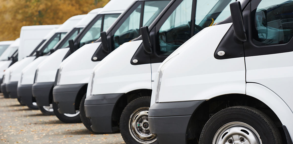 commercial vans in row