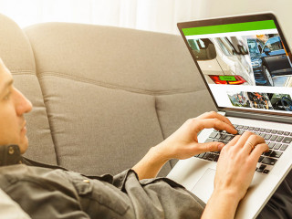 Laptop screen displaying a car sale concept