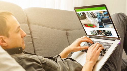 Laptop screen displaying a car sale concept