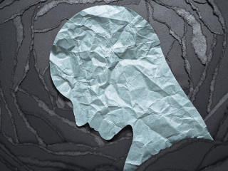 Silhouette of depressed and anxiety person head. Negative emotio
