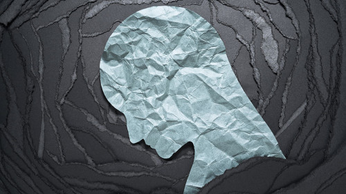 Silhouette of depressed and anxiety person head. Negative emotio