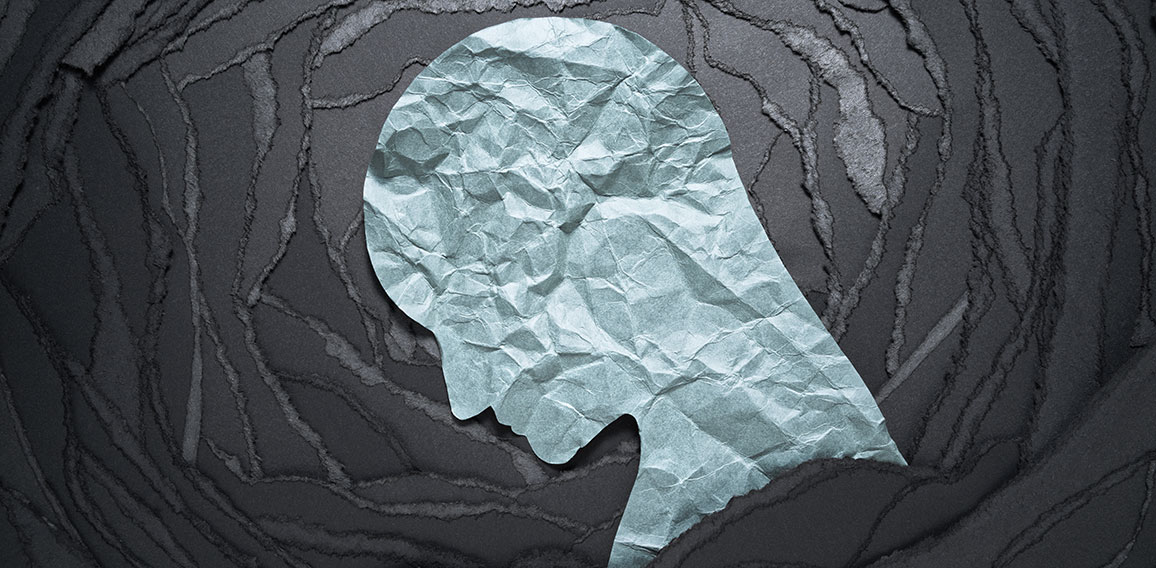 Silhouette of depressed and anxiety person head. Negative emotio