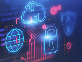Cloud computer and cyber security background