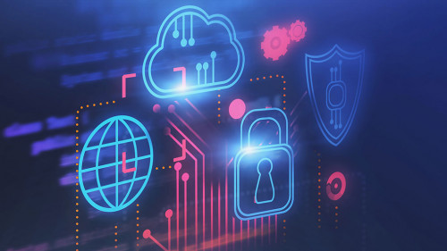 Cloud computer and cyber security background