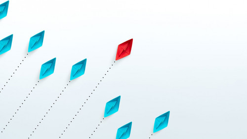 Business competition and leadership concepts with paper ships on