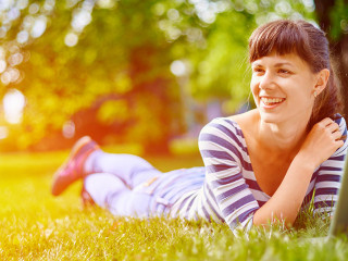 young woman with notebook