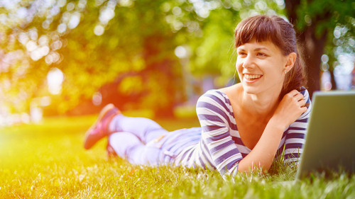 young woman with notebook