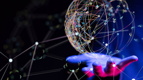 group of people talking in social network 3d