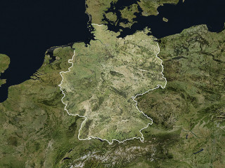 Satellite image of Germany with borders (Isolated imagery of Ger