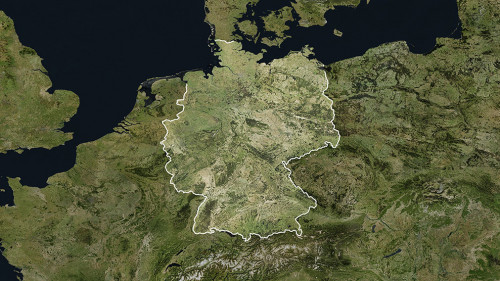 Satellite image of Germany with borders (Isolated imagery of Ger