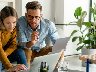 Creative people working at startup