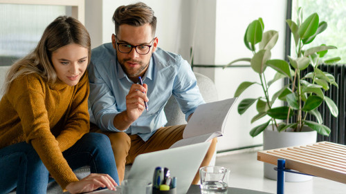 Creative people working at startup