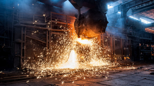 Pouring of liquid metal in open-hearth furnace