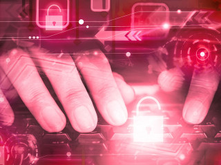 hand of hacker on computer keyboard with unlocked icon ,cyber at