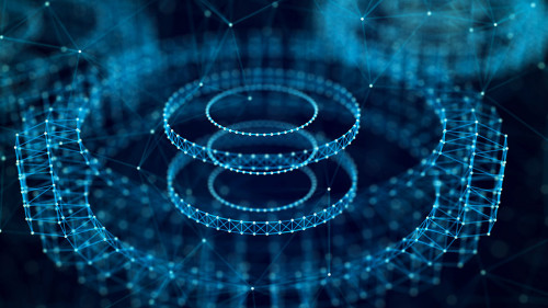 Abstract technology background. Technology concept. Gear wheel. Big Data concept. 3d illustration. 3d rendering.